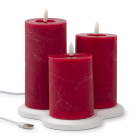 Lumineo Led kaars | Lumineo | 3 stuks (Bewegende vlam, Oplaadbaar, Rood) 487482 K150303167 - 4