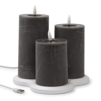 Lumineo Led kaars | Lumineo | 3 stuks (Bewegende vlam, Oplaadbaar, Zwart) 487483 K150303168 - 4