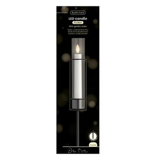 Lumineo Led kaars | Lumineo | 67 cm (Bewegende vlam, Batterijen, Timer, Standaard, Crème, Buiten) 891953 K170105513 - 3