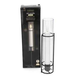 Lumineo Led kaars | Lumineo | 67 cm (Bewegende vlam, Batterijen, Timer, Standaard, Crème, Buiten) 891953 K170105513 - 4