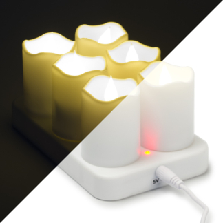 Lumineo Led kaars | Lumineo | 6 stuks (Stompkaars, Bewegende vlam, Oplaadbaar, Wit) 486717 K150303994 - 1