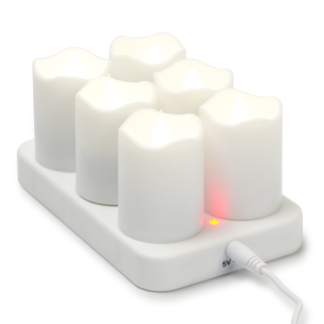 Lumineo Led kaars | Lumineo | 6 stuks (Stompkaars, Bewegende vlam, Oplaadbaar, Wit) 486717 K150303994 - 2