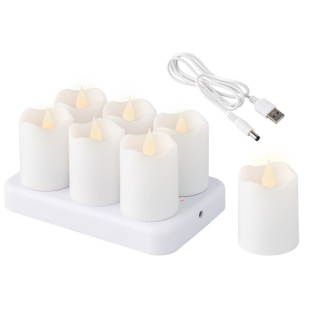 Lumineo Led kaars | Lumineo | 6 stuks (Stompkaars, Bewegende vlam, Oplaadbaar, Wit) 486717 K150303994 - 6
