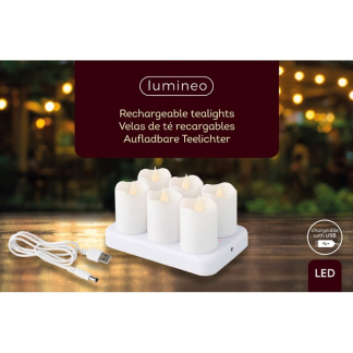 Lumineo Led kaars | Lumineo | 6 stuks (Stompkaars, Bewegende vlam, Oplaadbaar, Wit) 486717 K150303994 - 8