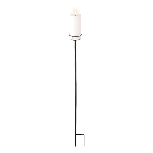 Lumineo Led kaars | Lumineo | 90 cm (Bewegende vlam, Batterijen, Timer, Met standaard, Wit/zwart, Binnen/Buiten) 490252 K150303172 - 1