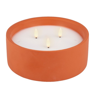 Lumineo Led kaars voor buiten | Lumineo | Ø 20 x 8 cm (Beton, 3 leds, Terracotta) 898433 K170203571 - 1