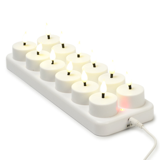 Lumineo Led waxinelichtje | Lumineo | 12 stuks (Bewegende vlam, Oplaadbaar, Wit) 486716 K150303993 - 2