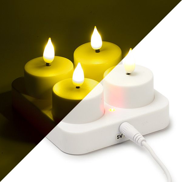 Lumineo Led waxinelichtje | Lumineo | 4 stuks (Bewegende vlam, Oplaadbaar, Wit) 485346 489181 K150303991 - 1