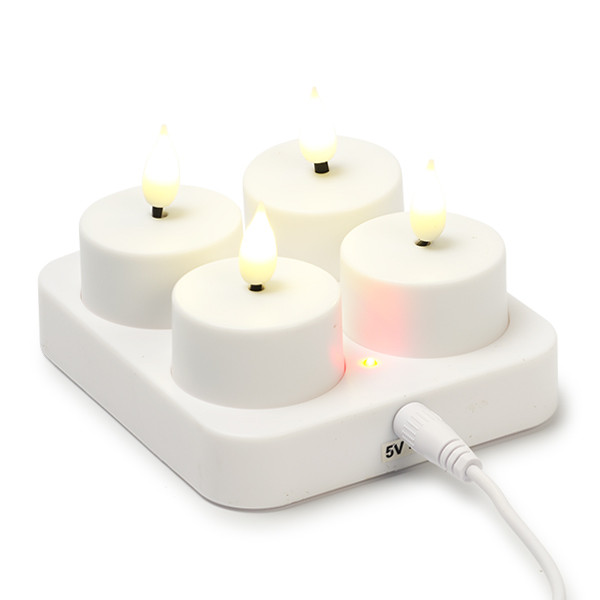 Lumineo Led waxinelichtje | Lumineo | 4 stuks (Bewegende vlam, Oplaadbaar, Wit) 485346 489181 K150303991 - 2