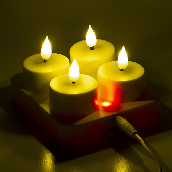 Lumineo Led waxinelichtje | Lumineo | 4 stuks (Bewegende vlam, Oplaadbaar, Wit) 485346 489181 K150303991 - 3