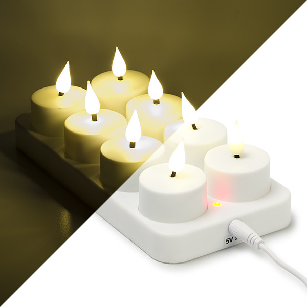 Lumineo Led waxinelichtje | Lumineo | 8 stuks (Bewegende vlam, Oplaadbaar, Wit) 486715 489182 K150303992 - 1