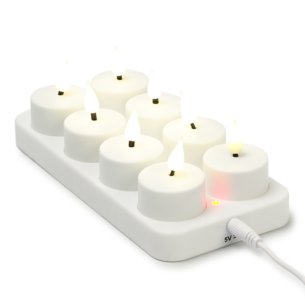Lumineo Led waxinelichtje | Lumineo | 8 stuks (Bewegende vlam, Oplaadbaar, Wit) 486715 489182 K150303992 - 2