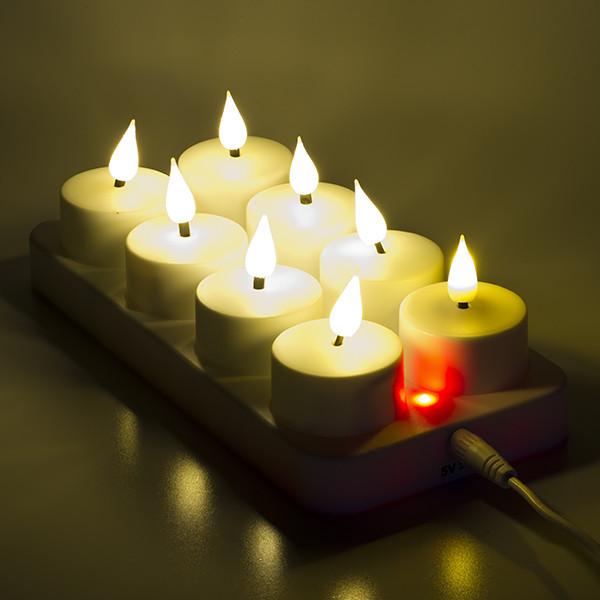 Lumineo Led waxinelichtje | Lumineo | 8 stuks (Bewegende vlam, Oplaadbaar, Wit) 486715 489182 K150303992 - 3