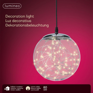 Lumineo Lichtbol kerst | Lumineo | Ø 20 cm (80 Micro leds, Zilver, Binnen/Buiten) 496667 K151000137 - 6