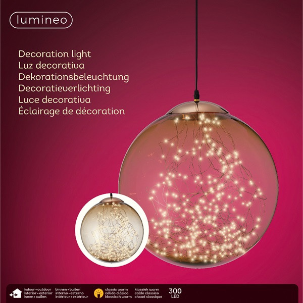 Lumineo Lichtbol kerst | Lumineo | Ø 40 cm (300 Micro leds, Amber, Binnen/Buiten) 496055 K151000674 - 4