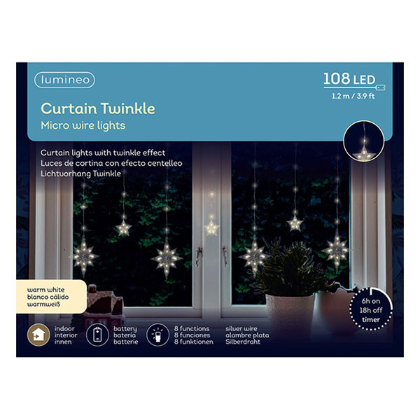Lumineo Lichtgordijn | Lumineo | 1.2 x 1.05 meter (108 leds, Warm wit, Binnen) 489899 K151001785 - 3