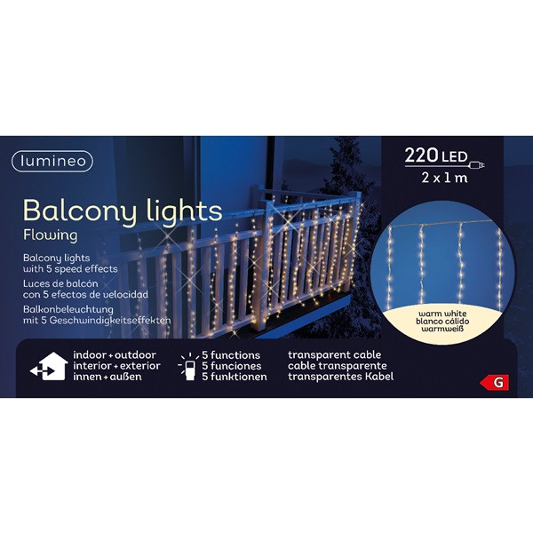 Lumineo Lichtgordijn | Lumineo | 7 meter (220 leds, 5 lichtprogramma's, Binnen/Buiten, Warm wit) 494754 K150303989 - 6