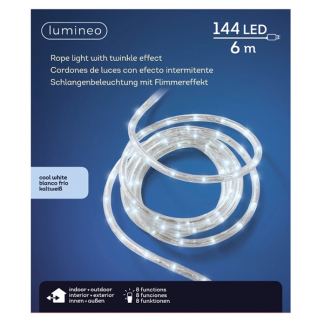 Lumineo Lichtslang | 11 meter | Lumineo (144 LEDs, 8 lichtprogramma's, Koud wit, Binnen/Buiten) 492838 K151000010 - 