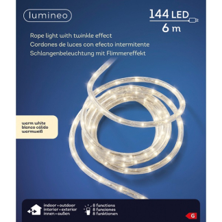 Lumineo Lichtslang | 11 meter | Lumineo (144 LEDs, 8 lichtprogramma's, Warm wit, Binnen/Buiten) 492839 K151000011 - 