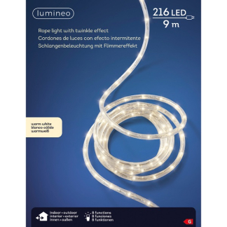 Lumineo Lichtslang | 14 meter (216 leds, 8 lichtprogramma's, Warm wit, Binnen/Buiten) 492843 K151000014 - 5