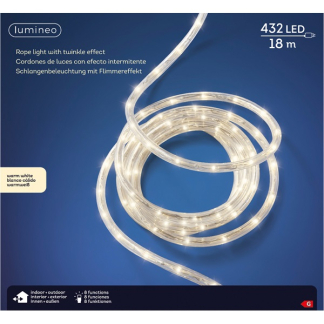 Lumineo Lichtslang | 23 meter (432 leds, 8 lichtprogramma's, Warm wit, Binnen/Buiten) 492847 K151000017 - 5