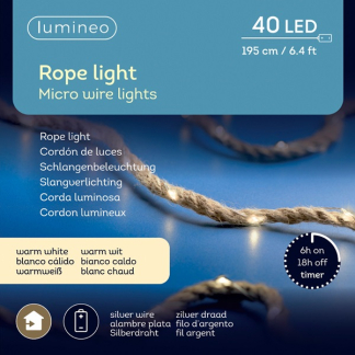 Lumineo Lichtslang touw op batterijen | 2.25 meter | Lumineo (40 LEDs, Timer, Binnen) 485539 K151000534 - 