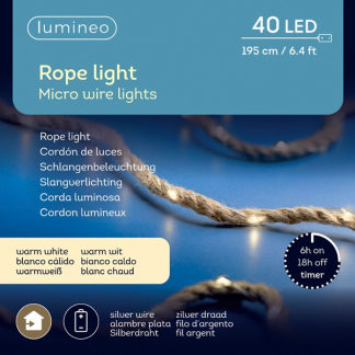 Lumineo Lichtslang touw op batterijen | 2.25 meter | Lumineo (40 leds, Timer, Binnen) 485539 K151000534 - 5