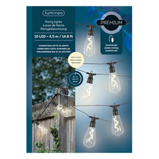 Lumineo Lichtsnoer | Lumineo | 4.5 m (Startsnoer, Koppelbaar, Timer, 10 leds, IP44, Warm Wit) 898448 K170105539 - 4