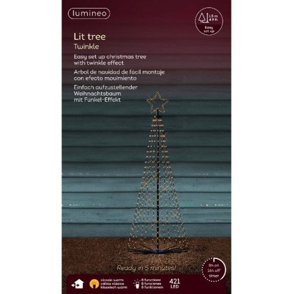 Lumineo Metalen kerstboom met verlichting | Lumineo | 1.5 meter (421 leds, Twinkelen, Timer, Binnen/Buiten) 493627 K151200118 - 3