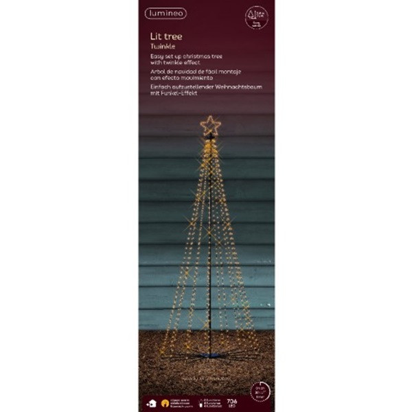 Lumineo Metalen kerstboom met verlichting | Lumineo | 2.4 meter (706 leds, Twinkelen, Timer, Binnen/Buiten) 493629 K151200120 - 3