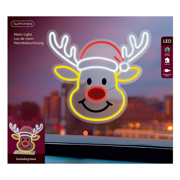 Lumineo Neon rendier gezicht | Lumineo | 10 x 40 x 37 cm (Op standaard, Binnen) 481037 K151001763 - 3