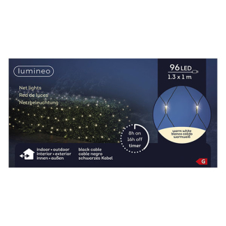 Lumineo Netverlichting | Lumineo | 1.3 x 1 meter (96 leds, Timer, Binnen/Buiten, Warm wit licht) 494871 K151001831 - 5