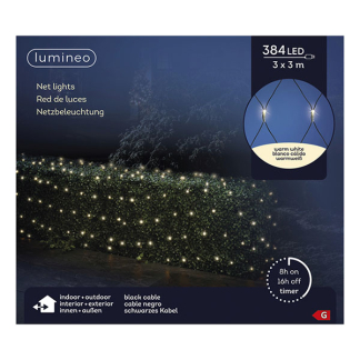 Lumineo Netverlichting | Lumineo | 3 x 3 meter (384 leds, Timer, Binnen/Buiten, Warm wit licht) 494883 K151001833 - 5