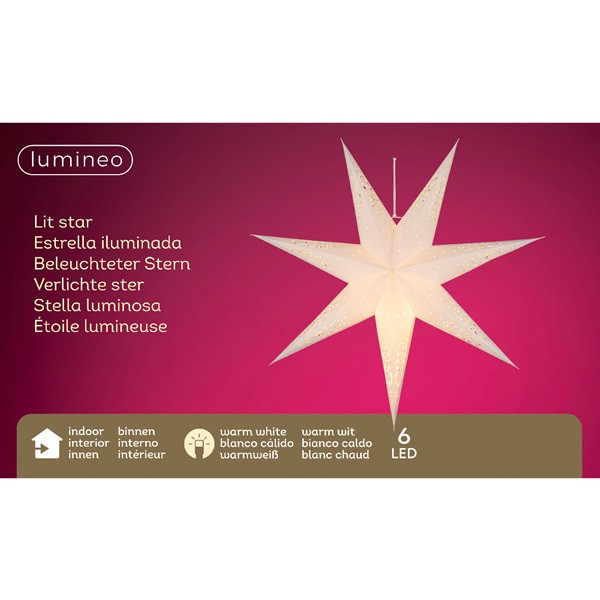Lumineo Papieren kerstster | Lumineo | Ø 55 cm (Geperforeerd, Netstroom, Wit) 486550 K151000107 - 3