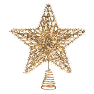 Lumineo Piek met verlichting | Lumineo | 27 cm (15 leds, Warm wit, Batterijen, Timer, Goud, Draaddesign, Kunststof, Binnen) 480928 K151001759