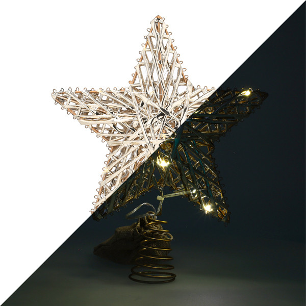 Lumineo Piek met verlichting | Lumineo | 27 cm (15 leds, Warm wit, Batterijen, Timer, Goud, Draaddesign, Kunststof, Binnen) 480928 K151001759 - 1