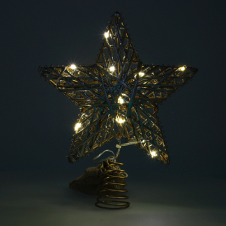 Lumineo Piek met verlichting | Lumineo | 27 cm (15 leds, Warm wit, Batterijen, Timer, Goud, Draaddesign, Kunststof, Binnen) 480928 K151001759 - 2