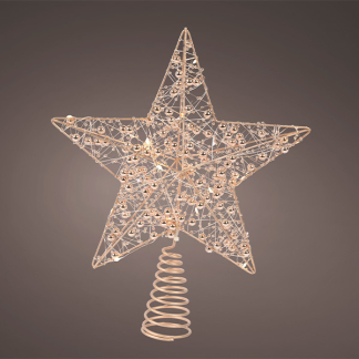 Lumineo Piek met verlichting | Lumineo | 27 cm (15 leds, Warm wit, Batterijen, Timer, Goud, Kralen, Kunststof, Binnen) 486918 K151200175 - 3