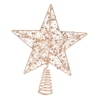 Lumineo Piek met verlichting | Lumineo | 27 cm (15 leds, Warm wit, Batterijen, Timer, Goud, Kralen, Kunststof, Binnen) 486918 K151200175