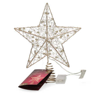 Lumineo Piek met verlichting | Lumineo | 27 cm (15 leds, Warm wit, Batterijen, Timer, Goud, Kunststof, Binnen) 486918 K151200175 - 5