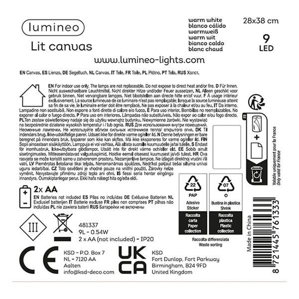 Lumineo Schilderij met verlichting | Lumineo | 28 x 38 cm (9 leds, Vlameffect, Warm wit, Kerstboom) 481337 K151001770 - 2