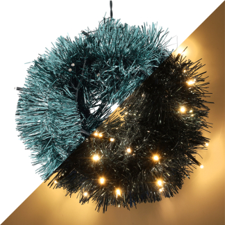 Lumineo Slinger kerstboom | Lumineo | 2.95 meter (60 leds, 8 lichtfuncties, Timer, Batterijen, Binnen/Buiten, Emerald) 494572 K151001821