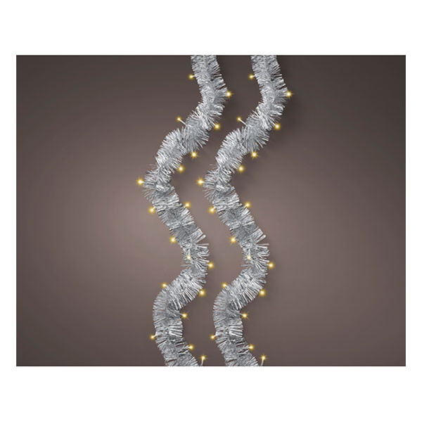 Lumineo Slinger kerstboom | Lumineo | 2.95 meter (60 leds, Lichtfuncties, Timer, Batterijen, Binnen/Buiten, Zilver) 494570 K151001819 - 2