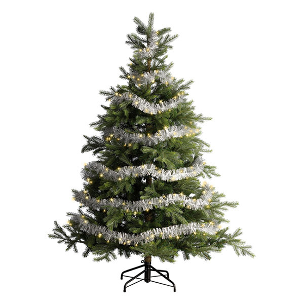 Lumineo Slinger kerstboom | Lumineo | 2.95 meter (60 leds, Lichtfuncties, Timer, Batterijen, Binnen/Buiten, Zilver) 494570 K151001819 - 3