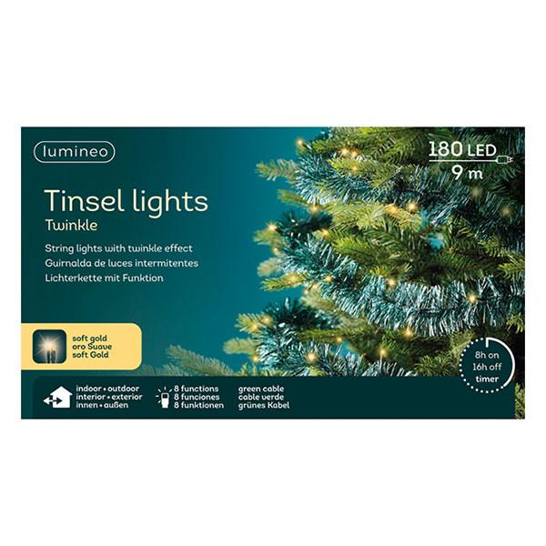 Lumineo Slinger kerstboom | Lumineo | 8.95 meter (180 leds, 8 lichtfuncties, Timer, Batterijen, Binnen/Buiten, Emerald) 494577 K151001825 - 3