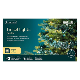 Lumineo Slinger kerstboom | Lumineo | 8.95 meter (180 leds, 8 lichtfuncties, Timer, Batterijen, Binnen/Buiten, Emerald) 494577 K151001825 - 3