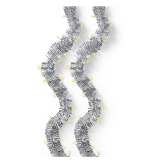 Lumineo Slinger kerstboom | Lumineo | 8.95 meter (180 leds, Lichtfuncties, Timer, Batterijen, Binnen/Buiten, Zilver) 494575 K151001823 - 1