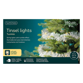 Lumineo Slinger kerstboom | Lumineo | 8.95 meter (180 leds, Lichtfuncties, Timer, Batterijen, Binnen/Buiten, Zilver) 494575 K151001823 - 3