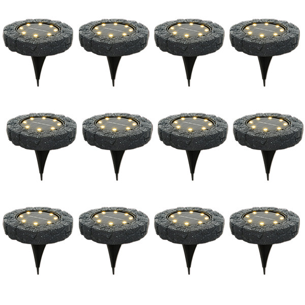 Lumineo Solar grondspot | Lumineo | Ø 11.2 cm | 12 stuks (8 leds, Schemersensor, 5 lm, Steeneffect, Rond)  W170203563 - 1