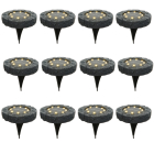 Solar grondspot | Lumineo | Ø 11.2 cm | 12 stuks (8 leds, Schemersensor, 5 lm, Steeneffect, Rond)